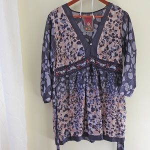 [JOHNNY WAS] 3/4 Sleeve Tunic- 100% Silk
